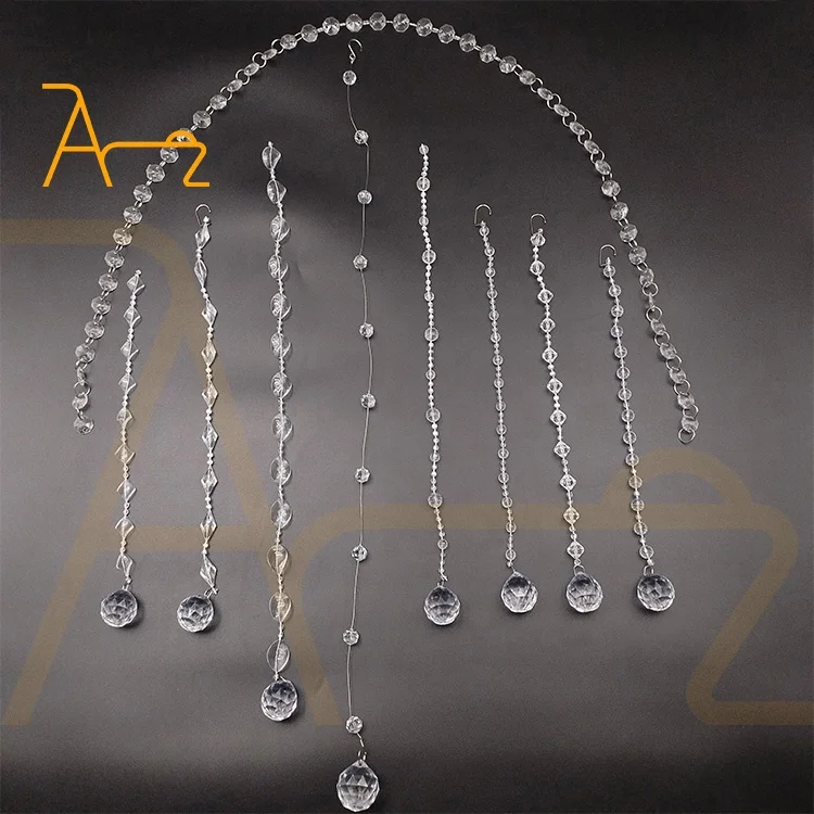 Wholesale Birthday Party Crystal Chain 1 Meter Long Positioning Wedding Hall Ceiling Decoration clear Acrylic Bead Curtain