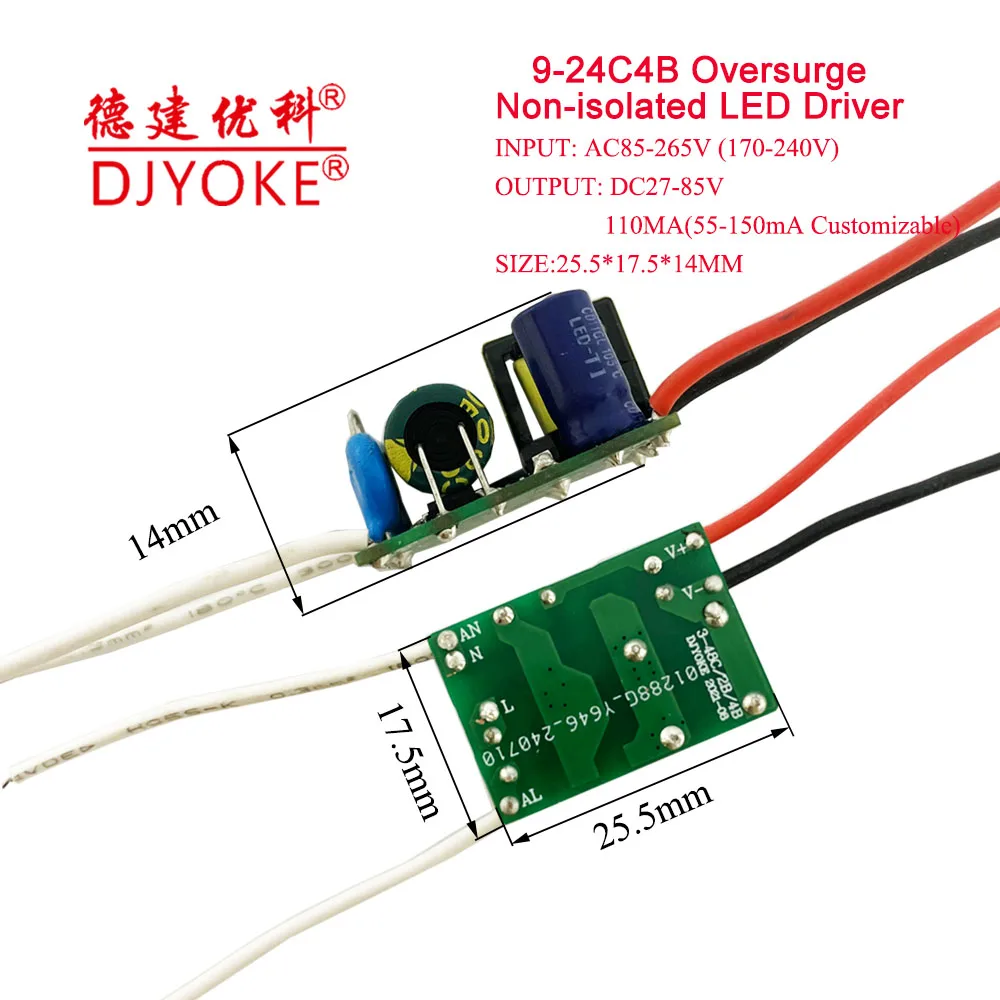 Oversurge 3-10W DC27-85V 110mA Low PFC open frame power supply led driver for bulb lamp E27 E14 LED driver 03
