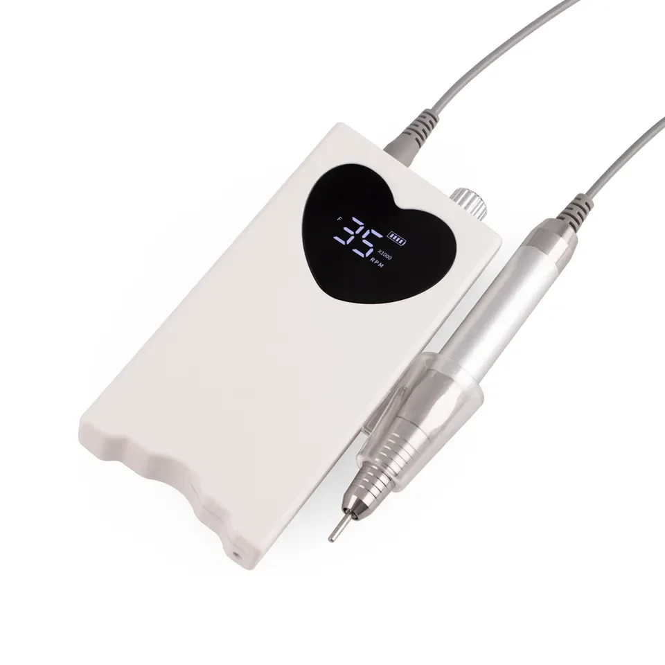 New design Heart Shape Brushless Portable Mobile Nail Drill High Torque 35,000 RPM Rechargeable Cordless Nail File