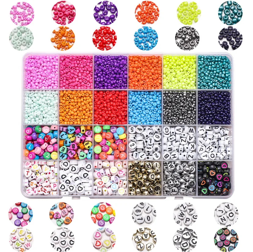 2022 Hot Sale Glass Seed and Letter Bead String Craft DIY Bracelet