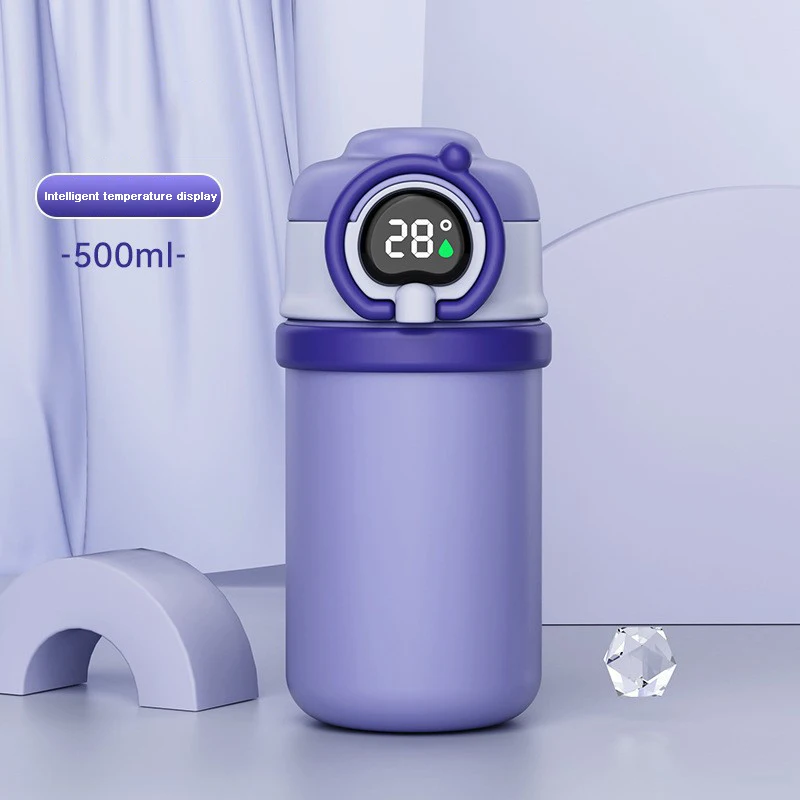 Cheap Stainless Steel Insulated Digital Temperature Display Cartoon Water Bottle Kids Children