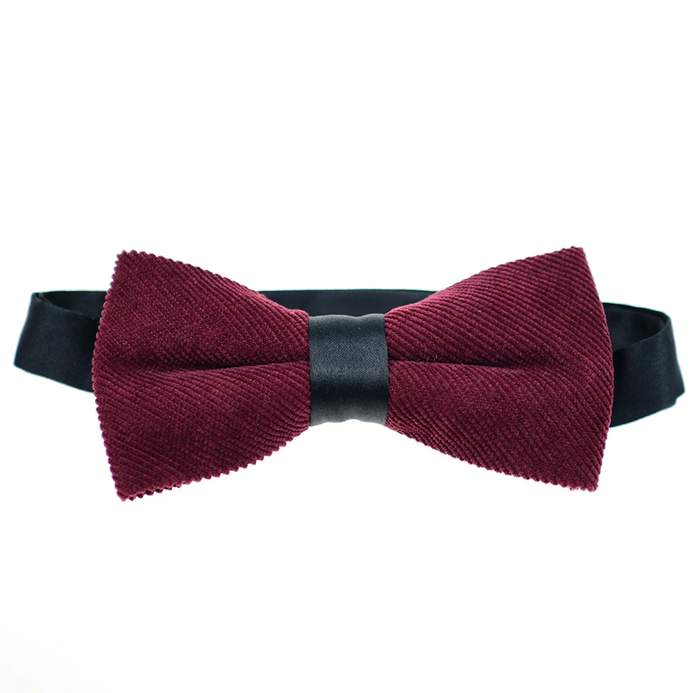 Custom Gift Box Packinig New Bowtie Collection Creative Handmade Burgundy Wine Bowtie Tone On Tone Novel Bow Tie