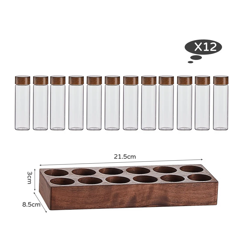 Glass test tube tea coffee beans nuts dried fruit borosilicate glass storage jars with display shelf