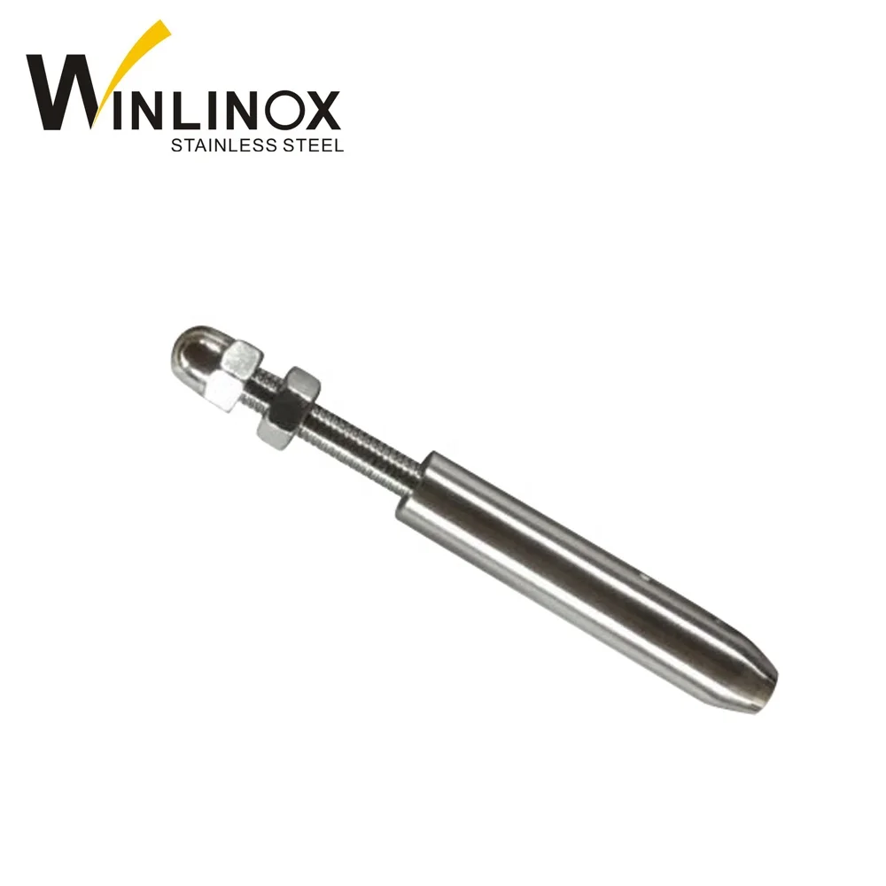 Stainless steel cable railing wire rope tensioner with round post