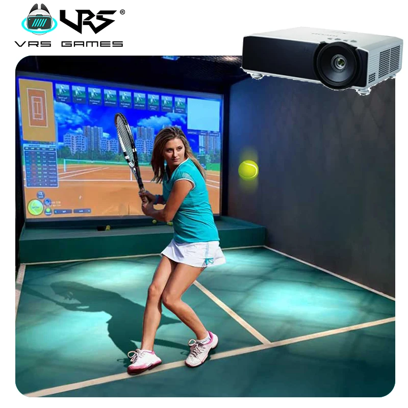 Indoor virtual reality fitness tennis game interactive wall game AR tennis simulator manufacturer for sale