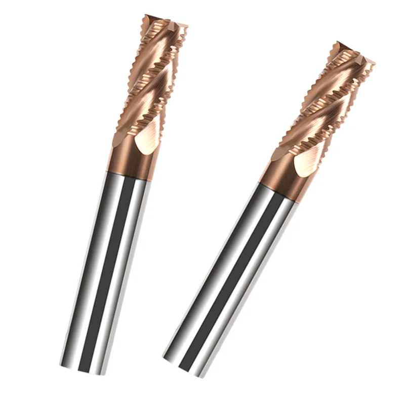 Tungsten steel roughing end mill steel 4 flute open roughing milling cutter with extended coating wave edge