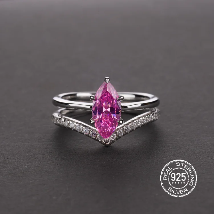 New Design Statement Faux Sapphire 1.7 Carat Marquise S925 Woman Sterling Silver Ring