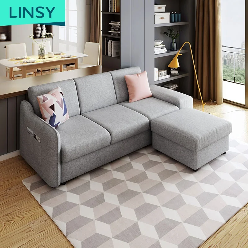 Simple modern living room three seats storage sofa bed combination small apartment furniture