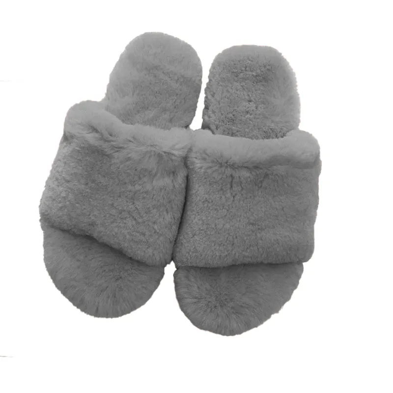 
Factory Manufacturer New Fashion super soft rex rabbit wholesale fur slides 