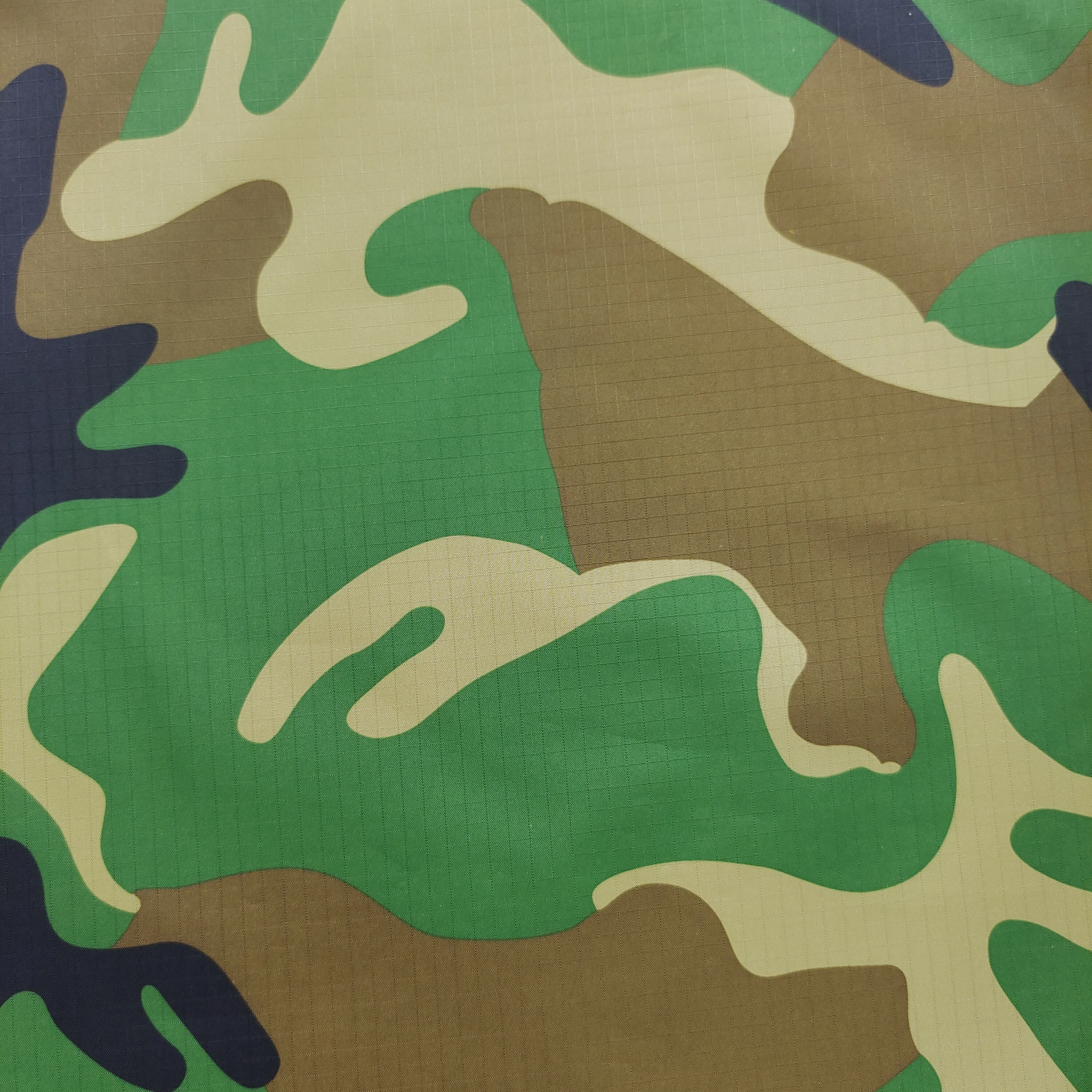 camo printing fabric polyester ribstop grid pongee with pu white coating waterproof and breathable for jacket