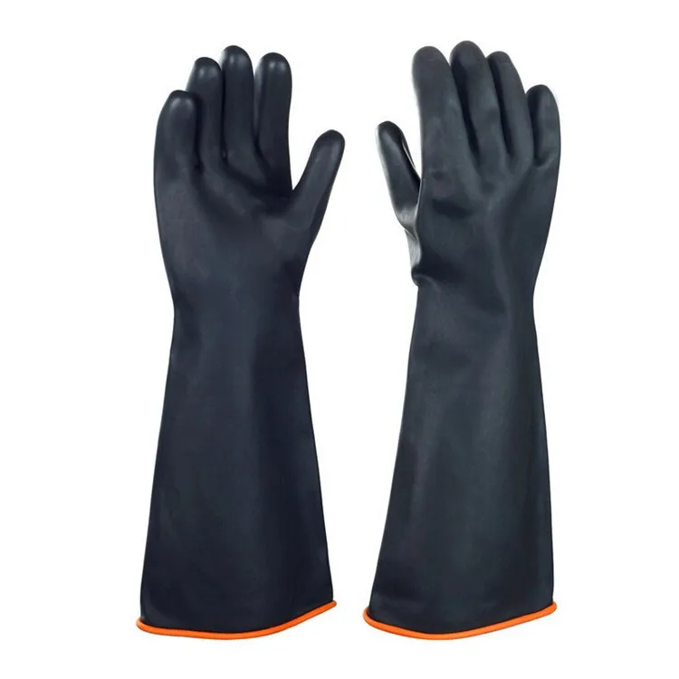 Industrial Long Natural Latex Thicken Chemical Protective Anti Erode Acid Alkali Resistant Gloves