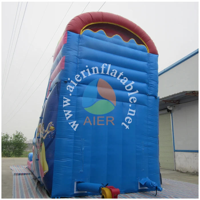 Commercial 0.55mm pvc inflatable pink princess water slide with swimming pool custom girls toys for sale