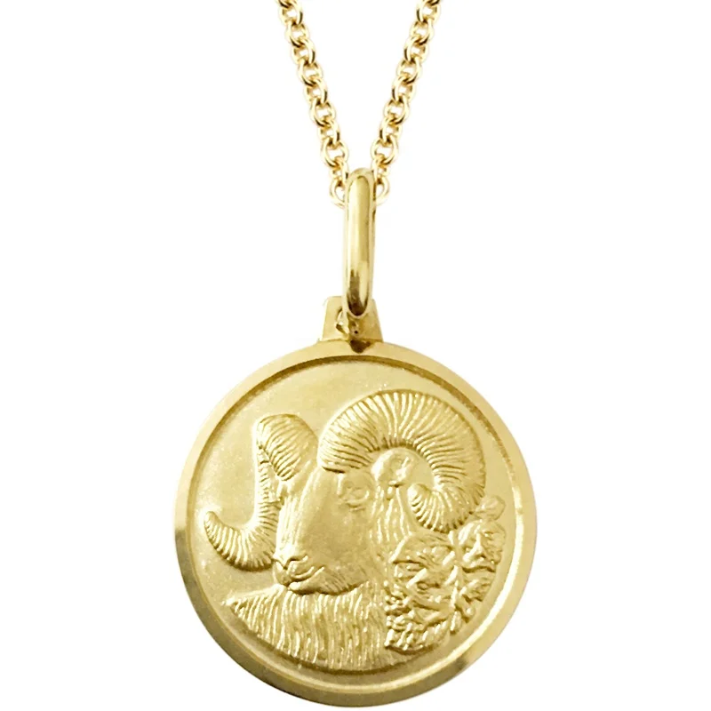 Firstmadam 12 Horoscope Aries 18K Gold Coin Pendant Exquisite Three Dimensional Relief