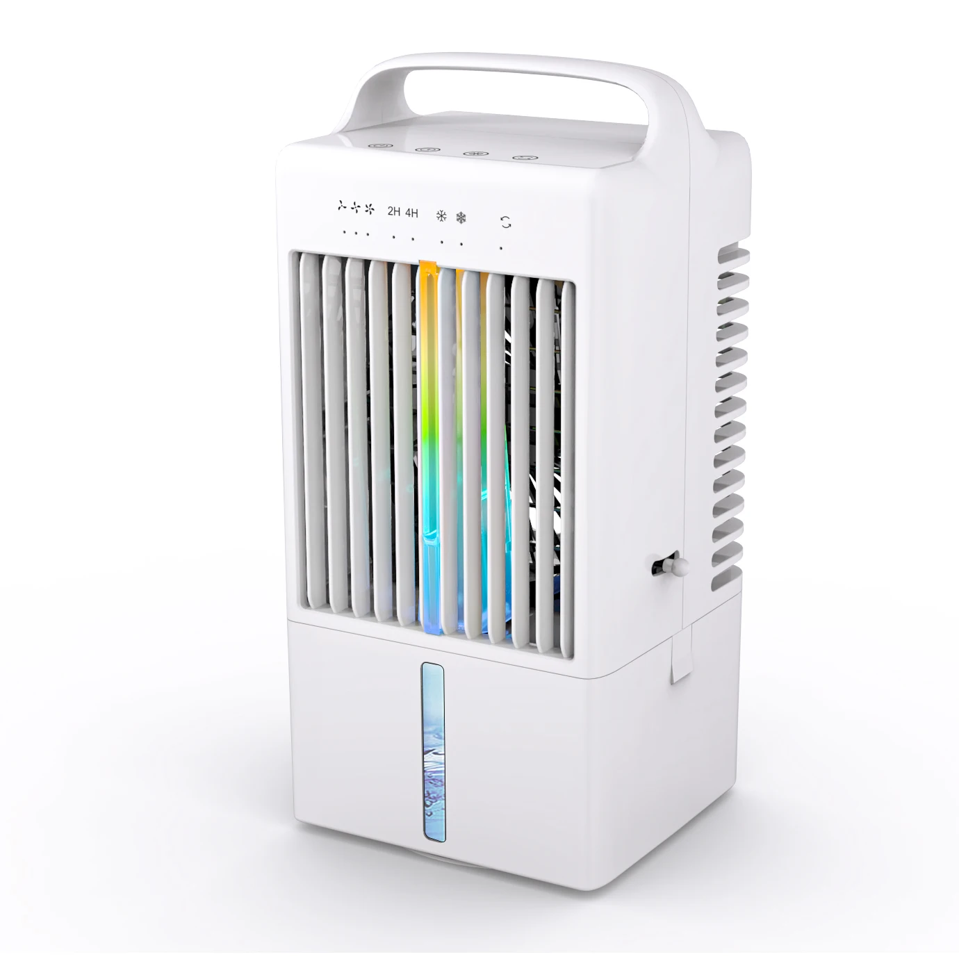 Cross-border Mini Portable Desktop Bedroom Ari Cooler Office Home Air Conditioner Fan with 7 Color Light,2/4H Timer, Rotation