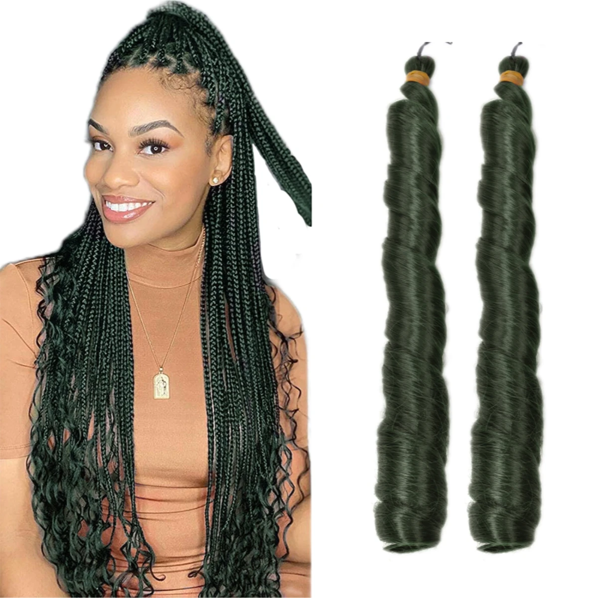 Hot Selling 24'150g French Curl Attachment Hair Braids Spiral Curl Wavy Braiding Hair Bundles Synthetic Crochet Hair Extensions