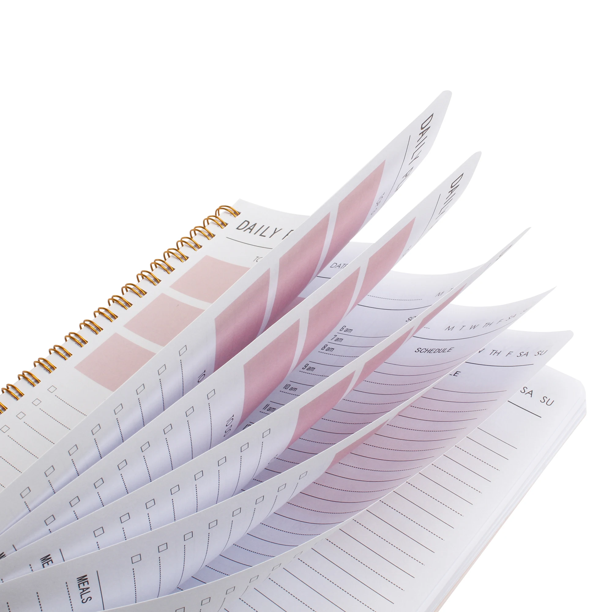 LABON Custom PVC Cover Spiral Notebook Agenda Daily Planner Schedule Organizer With Elastic Band