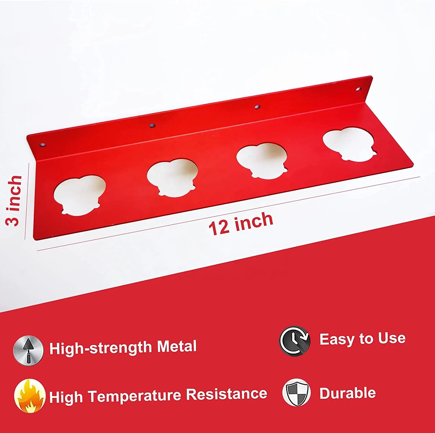 Battery Holder for Milwaukee M12, 4 Slot Metal Battery Storage Bracket, Milwaukee 12V Battery Wall Mount Bracket