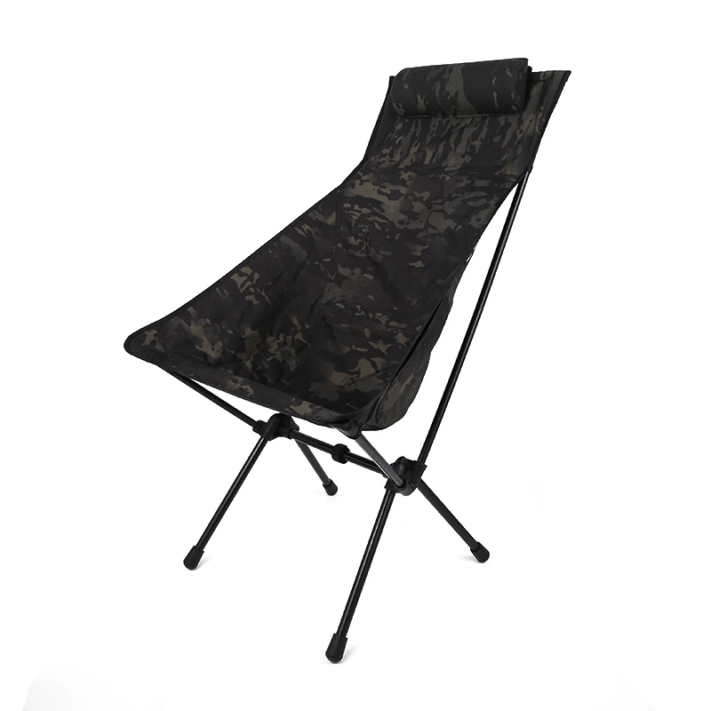 Dark Color Folding Camping Chairs Portable High Back Outdoor Chair with Detachable Pillow
