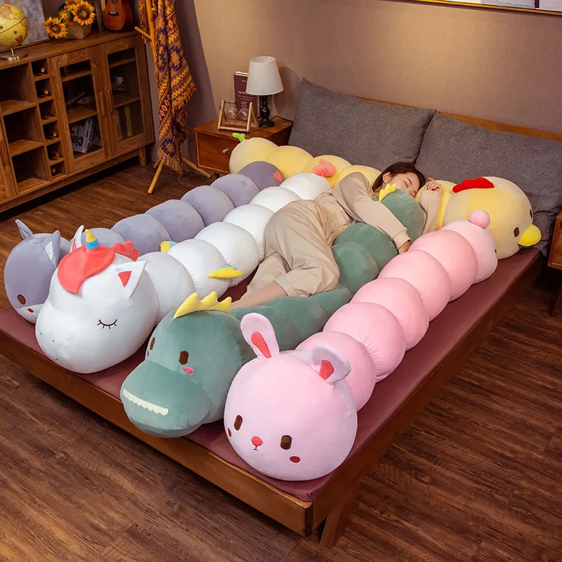 2021 Custom unicorn doll dinosaur plush toy  Long sleeping pillow girl bed pig animal plush doll