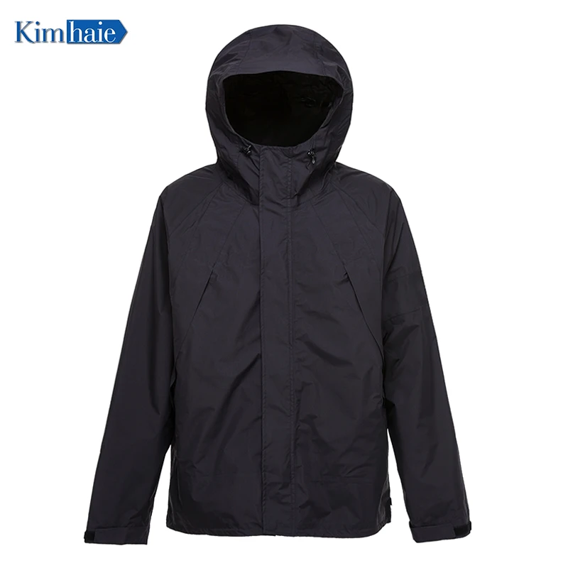 Casual Fashion Sport Jacket For Men Hooded Camping Hunting Waterproof  Black Jacket Outdoors Breathable Seamtape