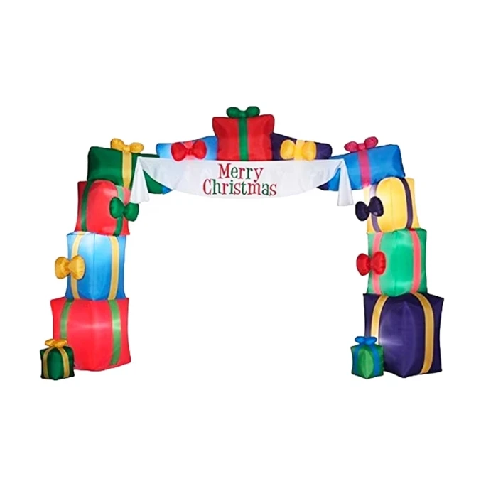 240 Height Large Outdoor Decoration Gift Boxes Merry Christmas Inflatable Arch With LED Lights
