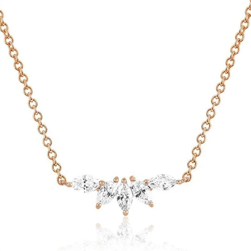 Gemnel 925 silver jewelry popular 14K gold pave diamond bar necklaces for women