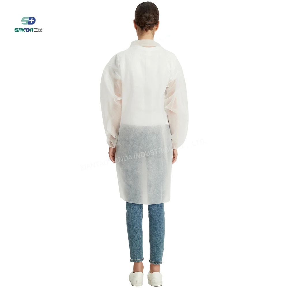 OEM Medical Protective Clothing for Hospital Nurses White Disposable Lab Coat  Doctors Water Resistant with zipper Uniforms