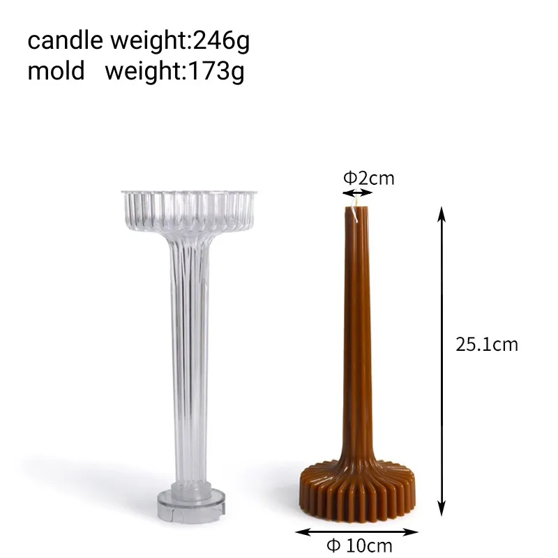 DIY Long Pole Vase Acrylic Candle Mold Stripe Plastic Pillar Candle Mould vase Cylinder Moulds for Candle Making