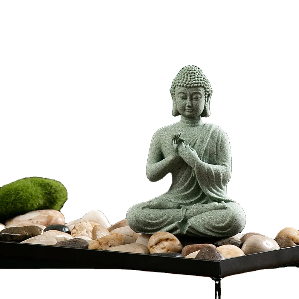 Ornament Statue Home Handmade Figurine Meditation Miniatures Bluestone Meditation Buddha Statue Sculpture