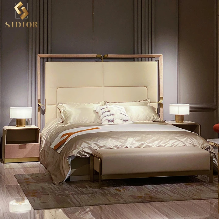 Luxury Italian master bedroom set villa bedroom furniture set modern luxury king size bed classic
