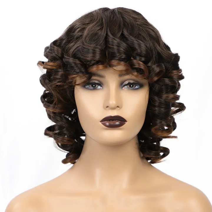2021 fashion Synthetic European And American Style Fashionable Curly Hair Fluffy Big Wave Wig for Black Women hd lace