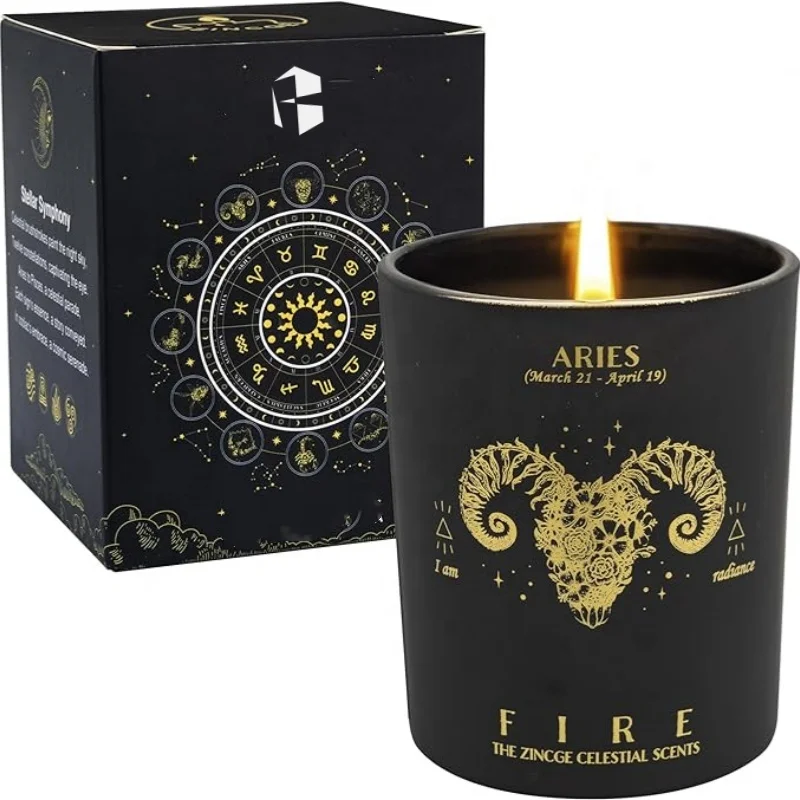 Hot Selling Unique Design Aromatherapy Soy Wax Luxury Zodiac Sign Scented Candle with Box