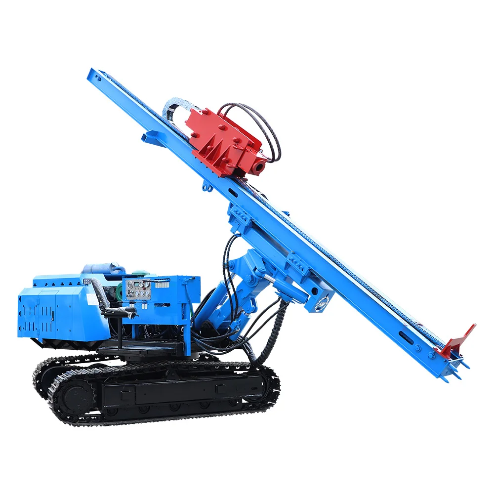 Solar power photovoltaic crawler ground drilling pile driver machine