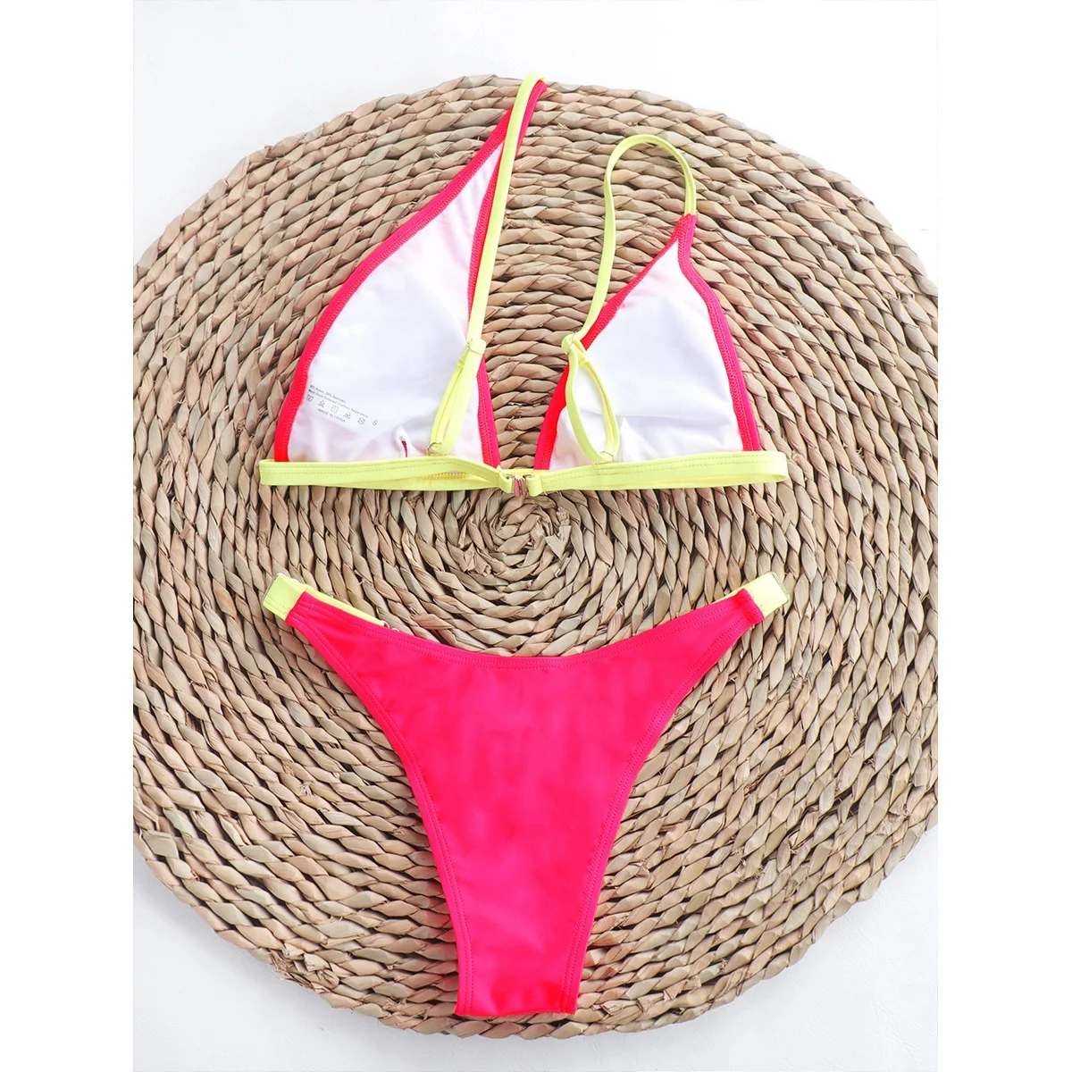 2022 European and American new bikini single shoulder pure color Bikini sexy split wholesale swimsuit