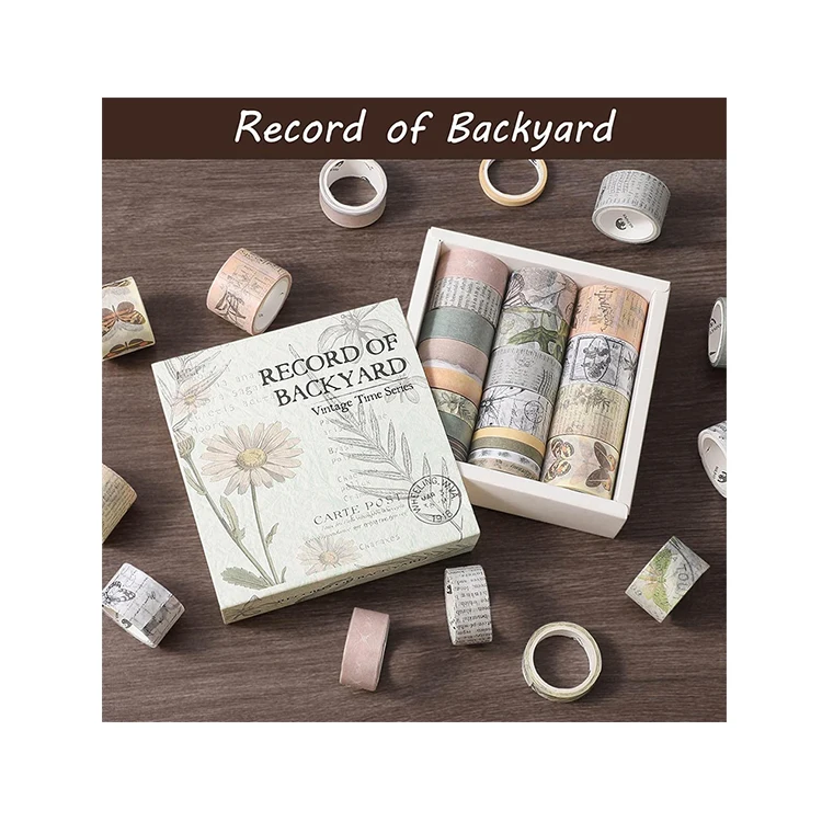 manufacturer hot selling custom size vintage design pattern Craft paper washi tape sets Masking Tape for Kraft Scrap Book DIY