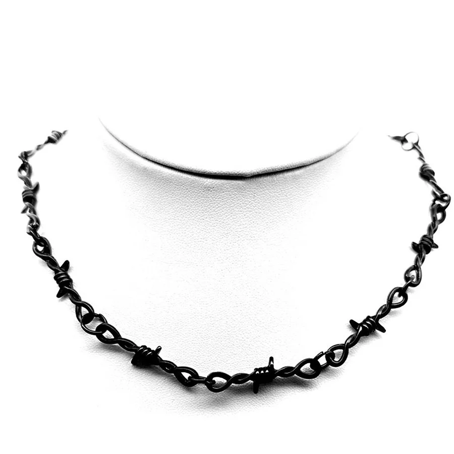Vintage Thorn Hip Hop Necklace for Women Men Metal Punk Style Neck Chain Necklaces Jewelry Daily Accessories