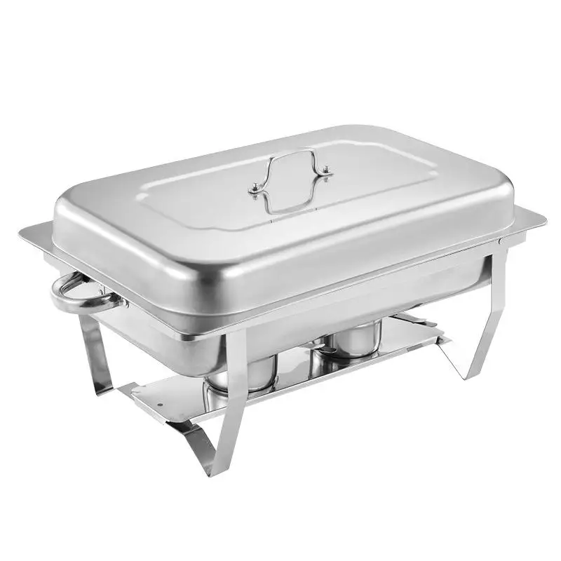 4 Pack 8L Chafing Dish Buffet Stainless Steel Food Warmer Set, Rectangular Buffet Server with Tongs & Spoons for hotel