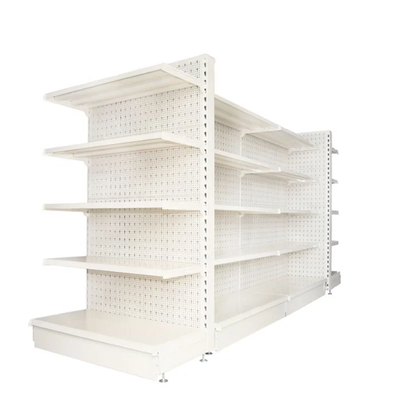 Island Metal Fruit Vegetable Double-Side Display Gondolas Storage Shelf Candy Supermarket Gondola Shelving For Sale