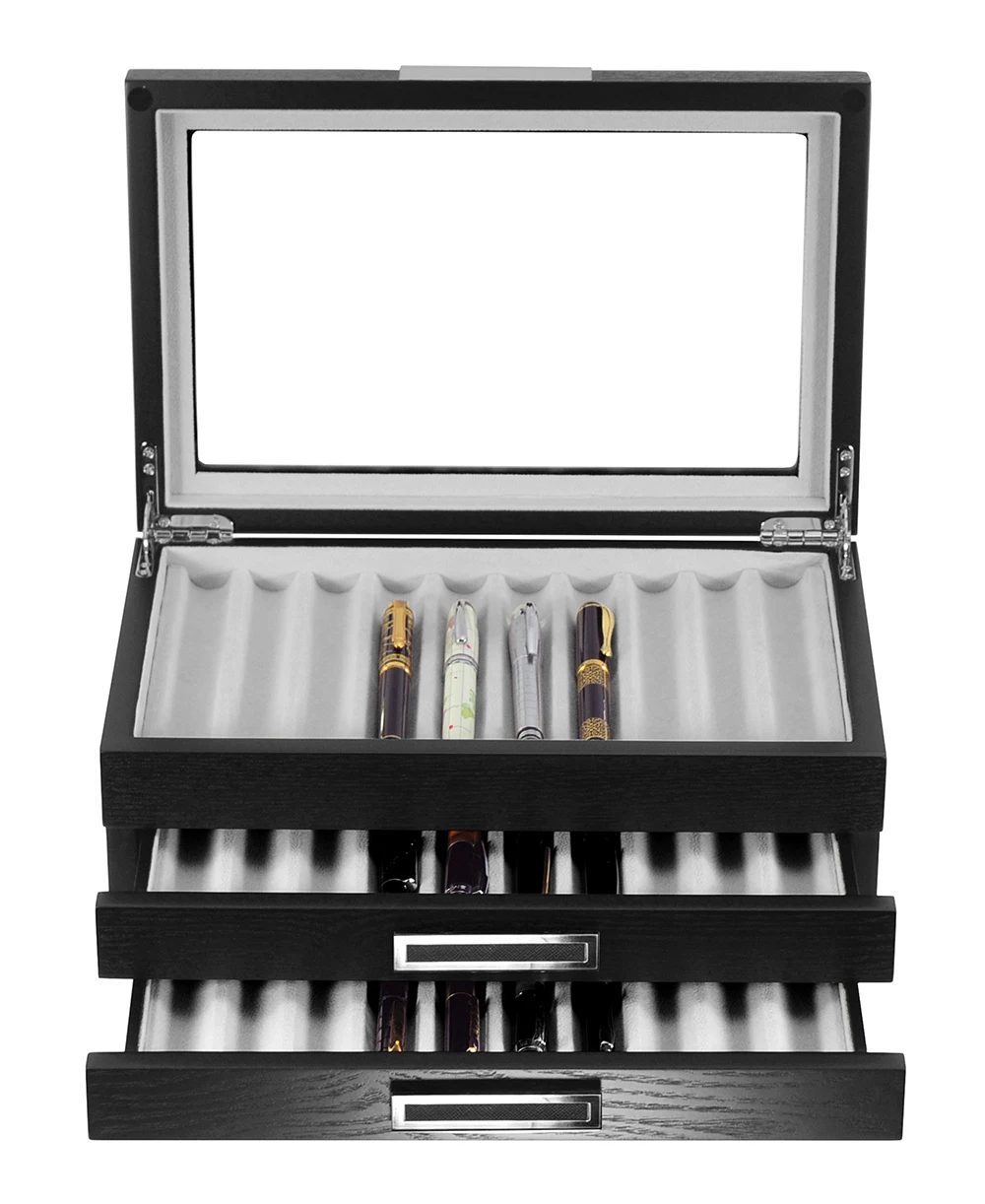 Пенал матовый деревянный для мужчин, коробочка для ручек и карандашей, 2 ящика, новый металлический, с индивидуальным логотипом, упаковочный, с цветным дизайном, 30 штук