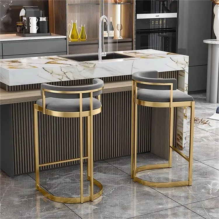 Nordic light luxury high stool bar chair modern simple coffee shop front counter island high bar chair for kitchen