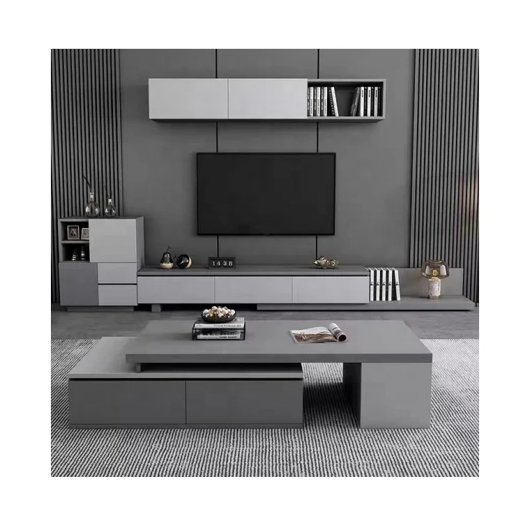 Wholesalers Living Room Wood Tea Table Metal Frame Wooden Top Coffee Table TV stand tv unit cabinets