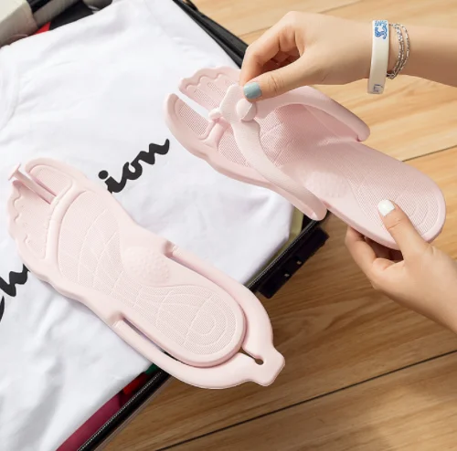 Summer fashion travel folding flip flops indoor and outdoor non-slip breathable swimming beach slippers for men and women