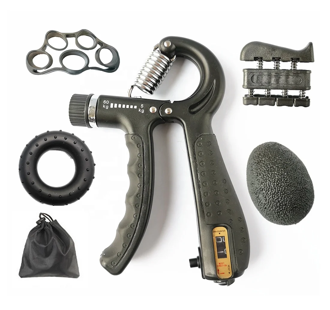 
Gym Exerciser Counter Hand Grip Strengthener Set with Silicone Ball Ring 