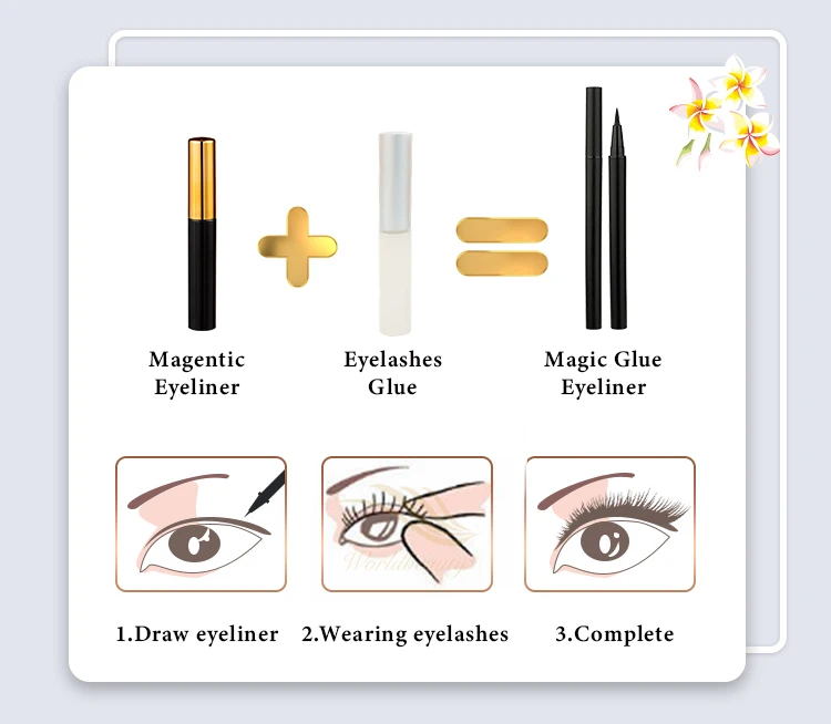 Custom private Label magnetic lash box Top selling natural 3D volume magnetic lashes eyelashes