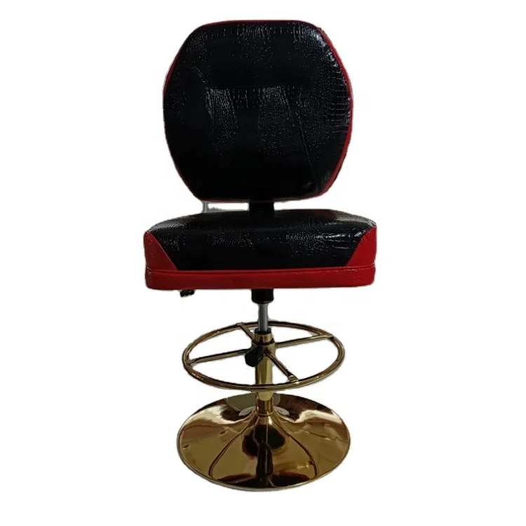 WSE 5840 New high quality modern leather bar stool chairs casino swivel chair red gold legs poker chair with castors
