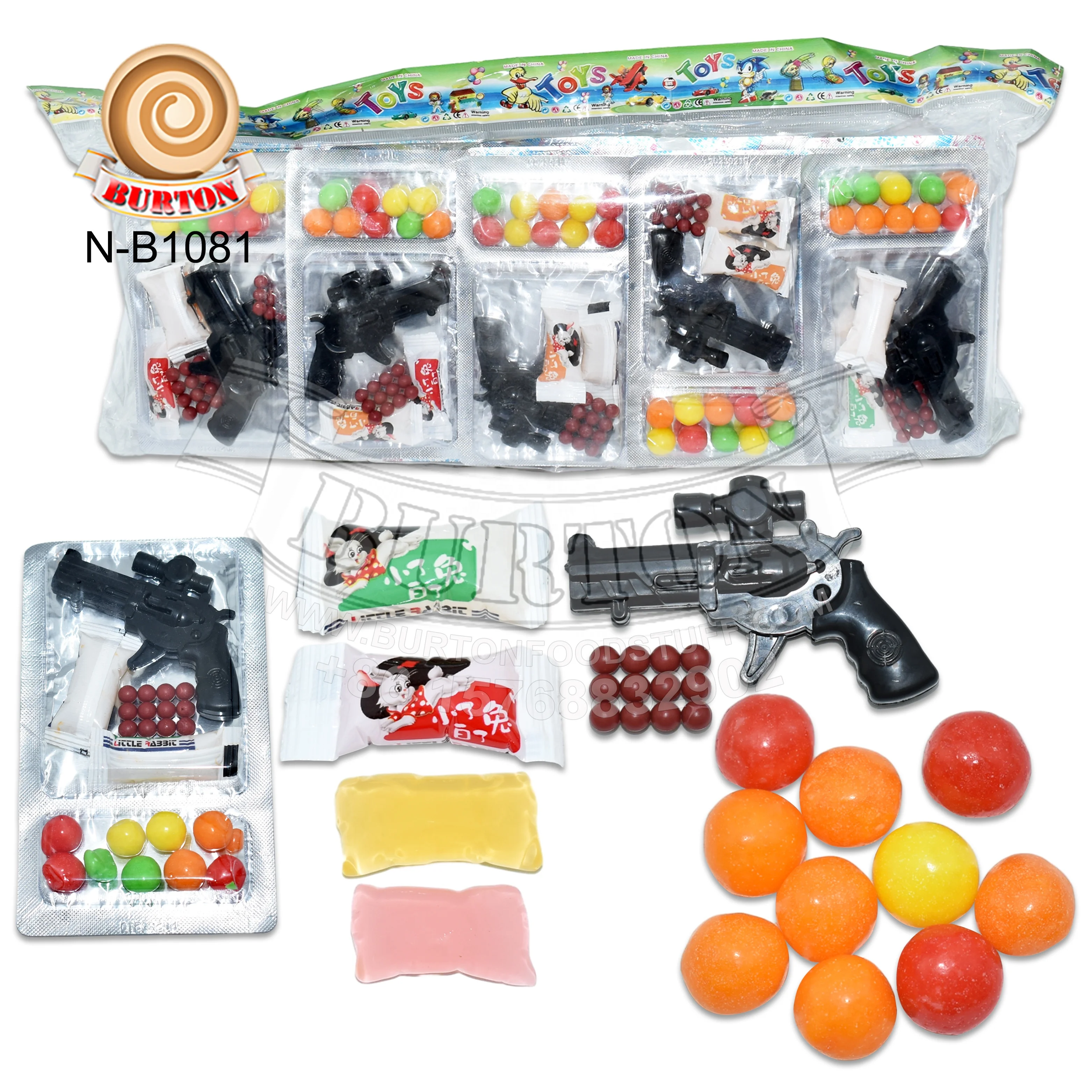 Wholesale toy gun shape toy candy with fruit flavor pearl candy and jelly