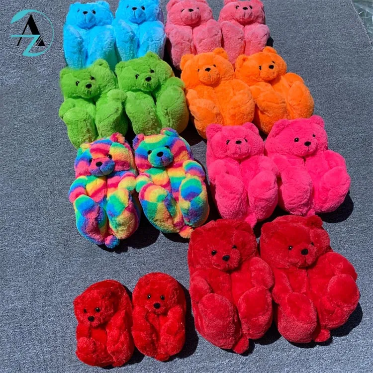 
High Quality Women House Teddy Bear Slippers Ladies Fluffy Sandals Cute Kid Size Teddy Bear Slippers 