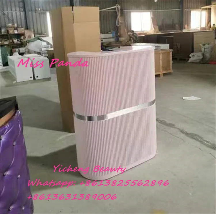 Yicheng beauty high performance reception desk for beauty salon wood pink front desk salon furniture sale online