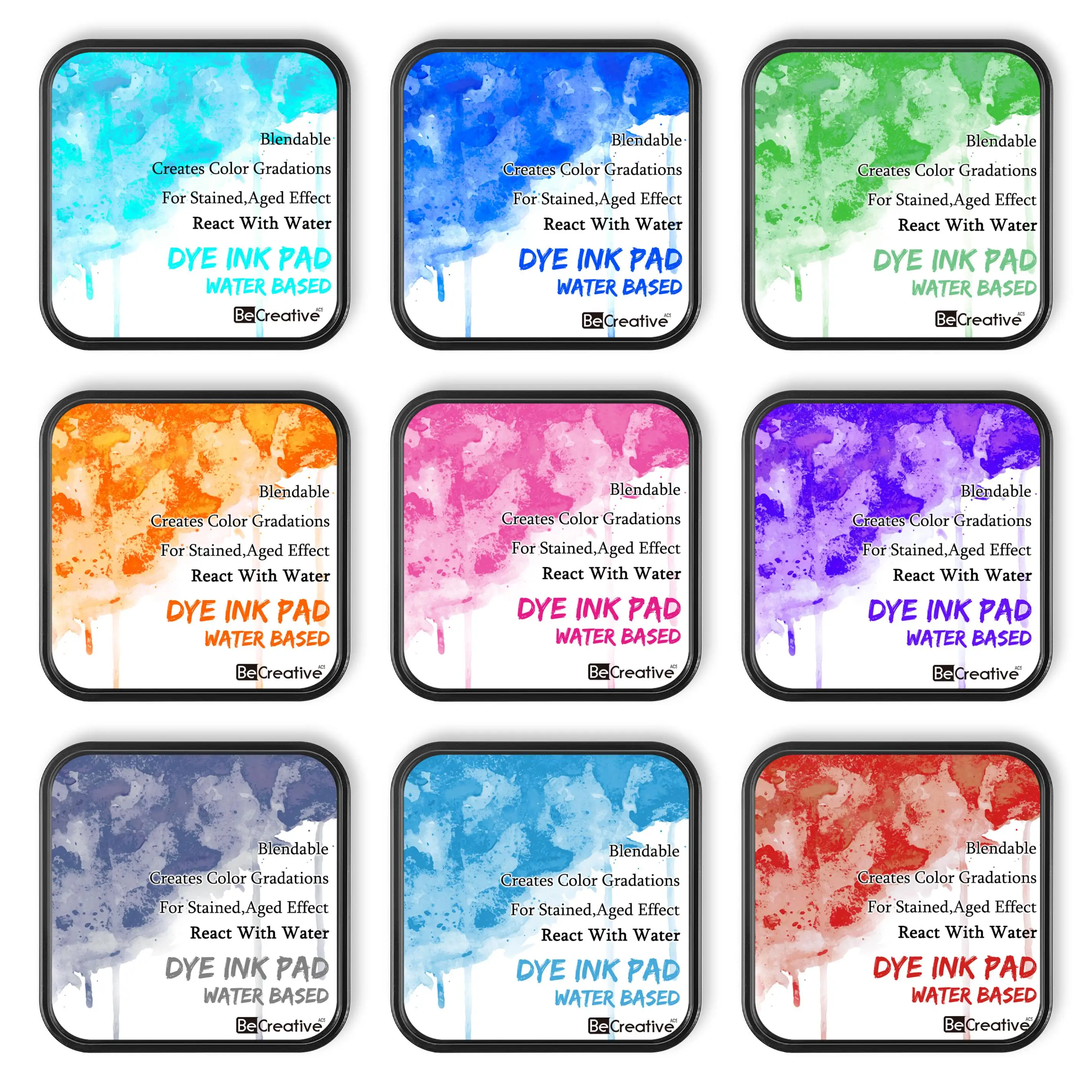 Water Based Square React Background Making DIY Wedding Birthday Card Make Dye Ink Pad for Paper Crafts