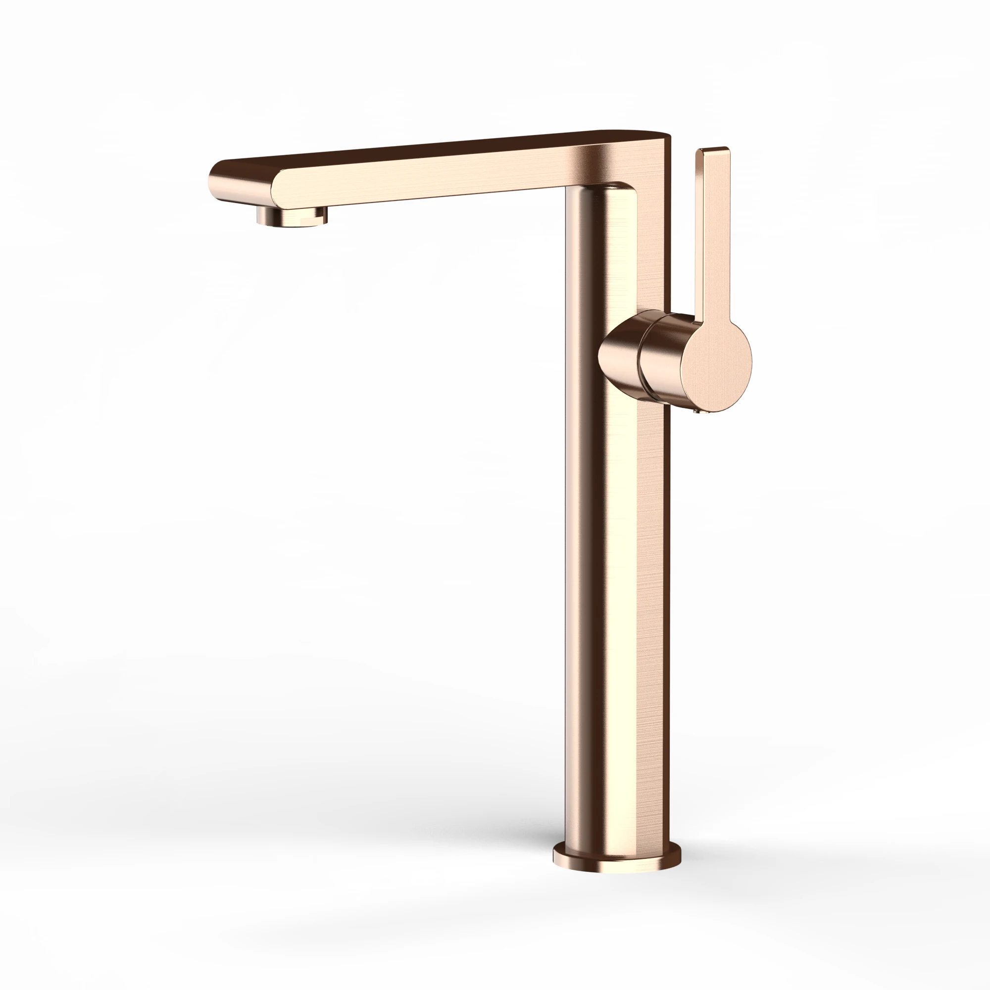 Brushed Rose Gold high quality square Brassware Single lever deck mounted Basin tall water faucet